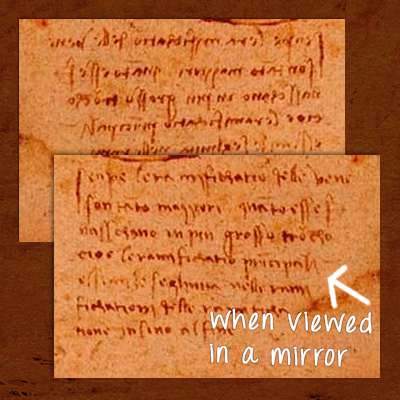 Da Vinci mirror writing example