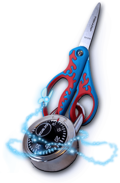 Locked scissors puzzle decal